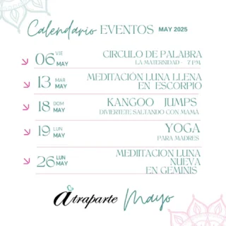Bellos seres iniciamos este mes lleno de amor y gratitud por todos los milagros y regalos que vamos a empezar a materializar y para ello hemos creado estos espacios seguros de contención, liberación y profunda reflexión.
Así que te invitamos a agendarte con tiempo y vivir experiencias mágicas y sanadoras.
.
.
Los esperamos 
.
#meditacion #rituales #diadelamadre